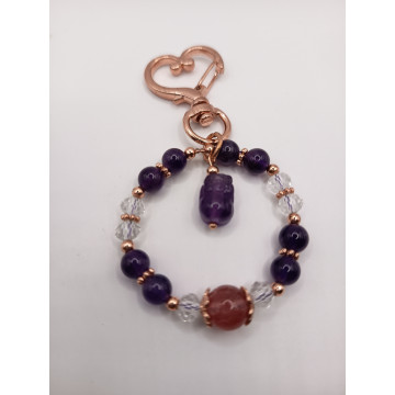 紫水晶貔貅+草莓晶鑰匙扣/包掛