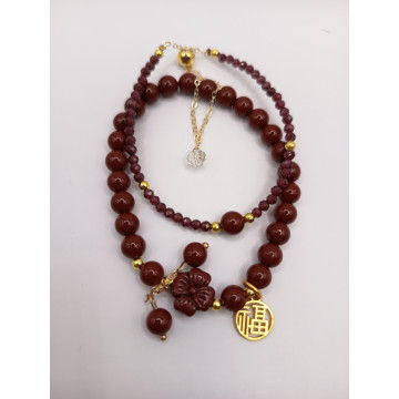 紫金砂+石榴石手鍊