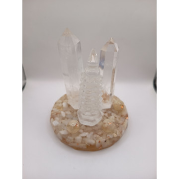 白水晶文昌塔+白水晶柱擺件